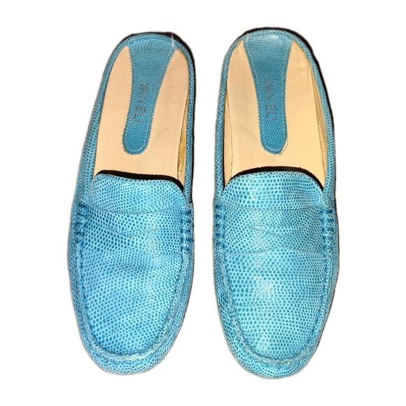 Vaneli Shoes - ​VANELi Turquoise Blue Lizard Embossed Leather Mules Loafers Women’s Size 9 A